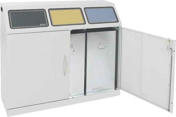 Bild von Abfalltrennsystem Modell Flex-M, 3-fach-Station verzinkter Innenbehälter